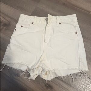 Topshop White Frayed Denim Shorts